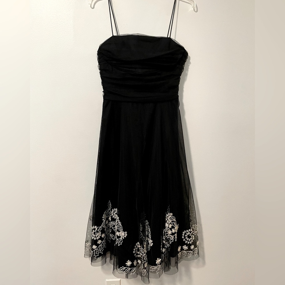 Eliza J black embroidered tulle dress
